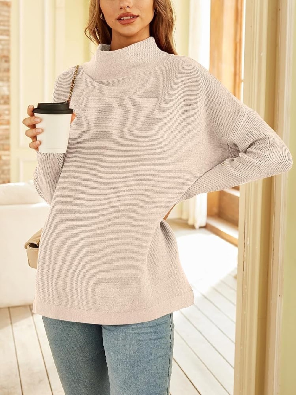 Lillusory Cream TurleNeck Knit Sweater EUC